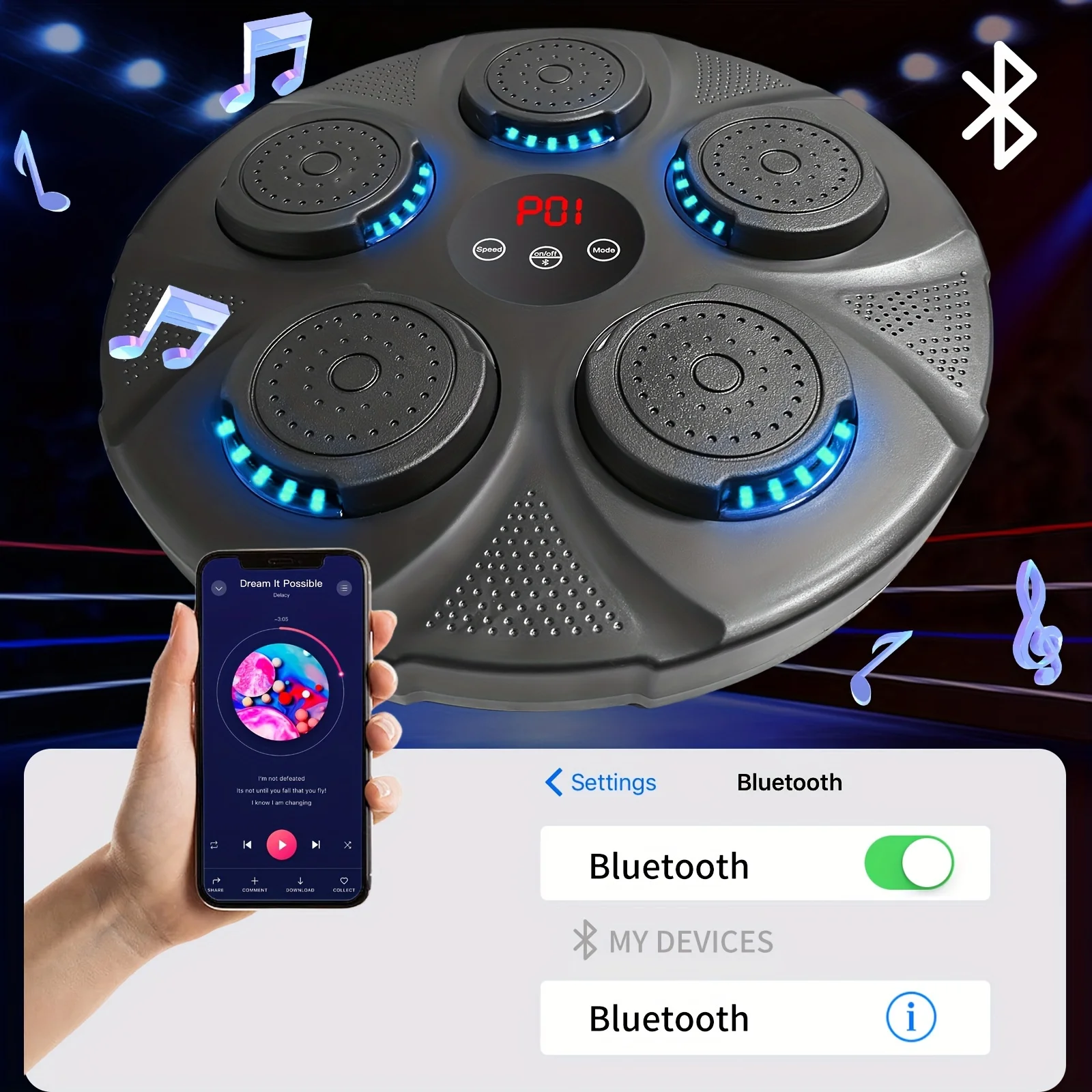 DUELTIGER Music Boxing Machine Smart Bluetooth Wall Mounted Music Boxing Focus Agility Trainer Gym Home Electronic Boxing Target