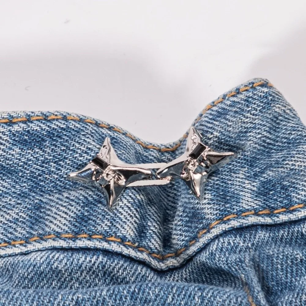 Temperament Four Pointed Star Jeans Buttons Fixed Adjustable Pants Pins Waist Tightening Tool Safety Pins Dress Decoration