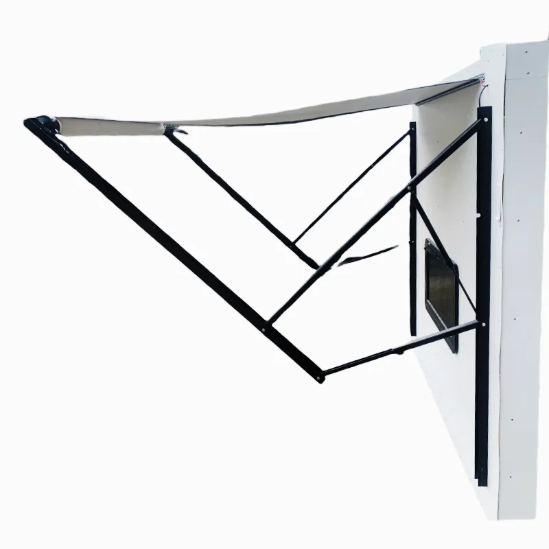 5.5x2.5 متر Rv قافلة متعددة الزوايا مظلة من الشمس Rv المظلة خيمة المظلة مع إطار أسود للمنزل المتنقل مقطورات السفر مقطورة سيارة