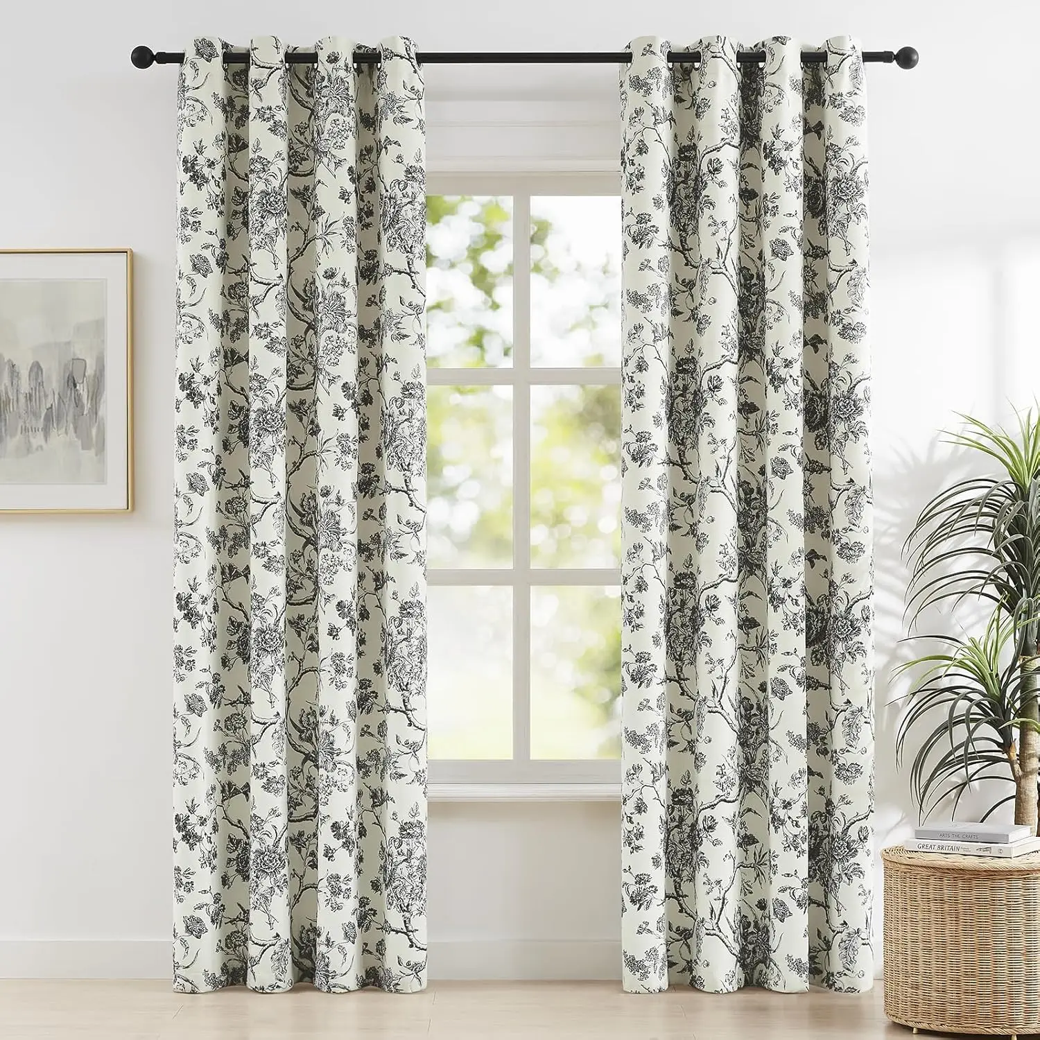 Kurtain Vintage Floral Blackout Cotton Curtains for Patio Door Living Room Thermal Insulated Farmhouse Country Drapes Grommet