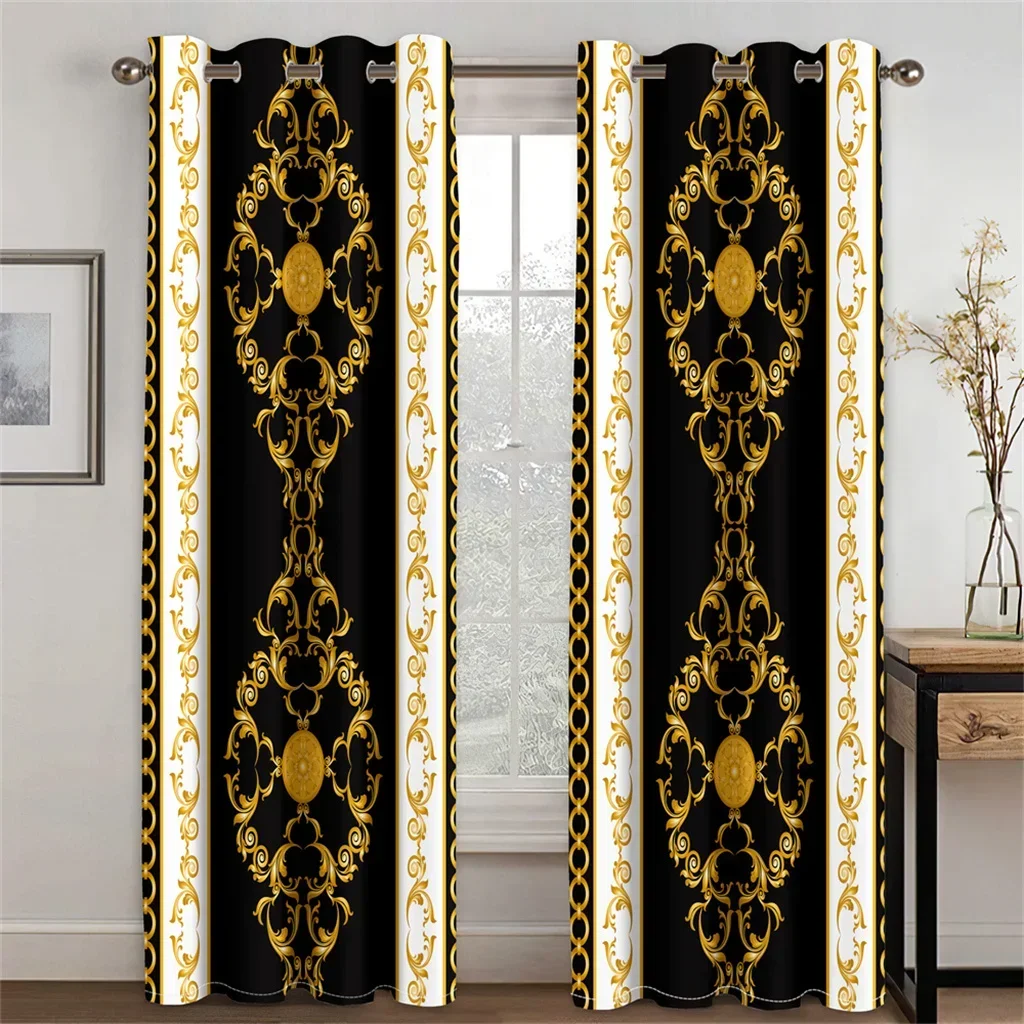 ventana, marcas barrocas de oro negro, barato, 2 piezas curtains for living room luxury blackout curtains for the bedroom