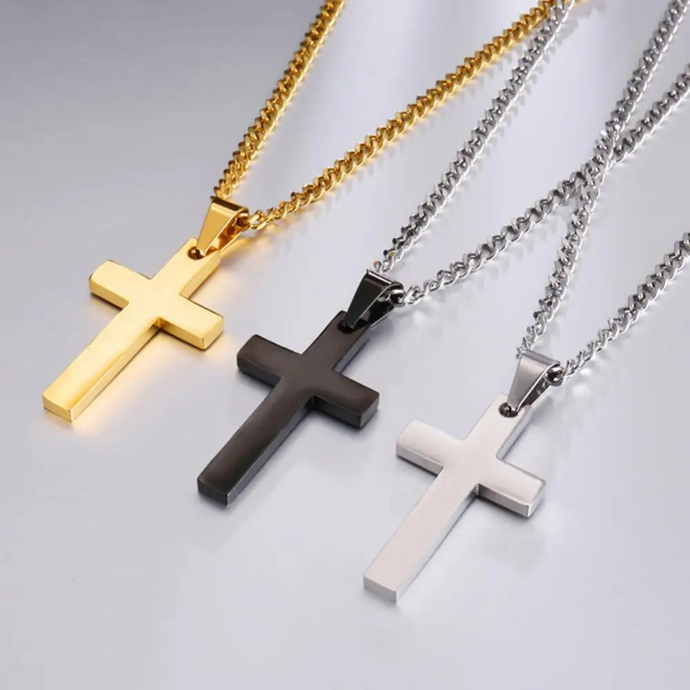 Men Clavicle Chain Simple Cross Pendant Necklaces Alloy Necklace Chain Jewelry Chain Choker Christmas Day Gift Women Necklace