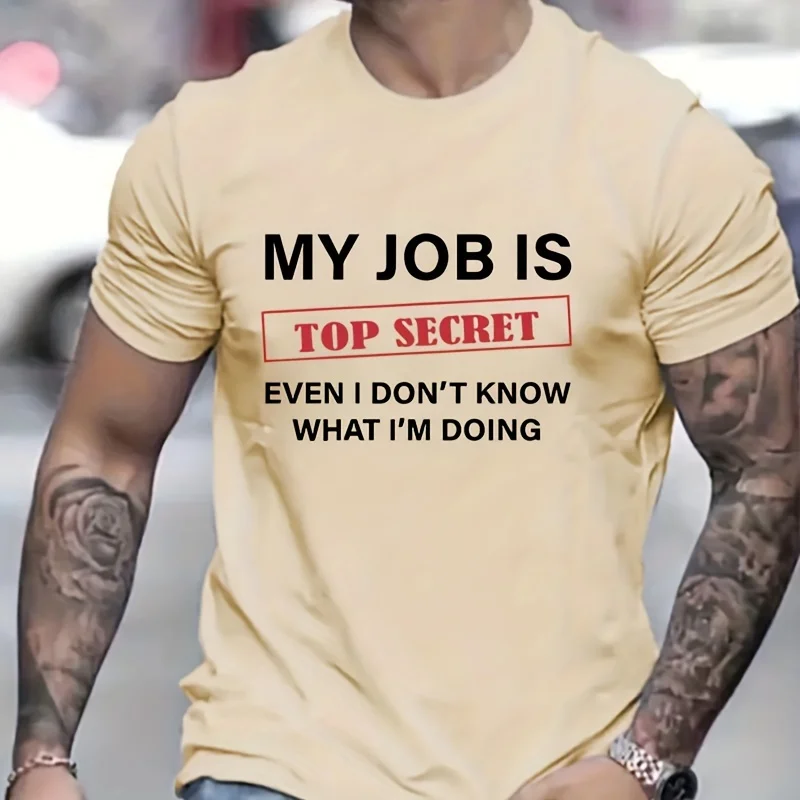 My Job Is TOP SECRET T-Shirt Summer Men's Tracksuit Short Sleeve Pullover Top Breathable Sportswear Harajuku Fashion Streetwear