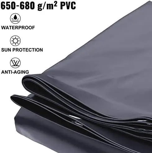 12x20ft Rectangular Swimming Pool Cover, PVC Charcoal Winter Canopy, Waterproof & Dirt-Repellent