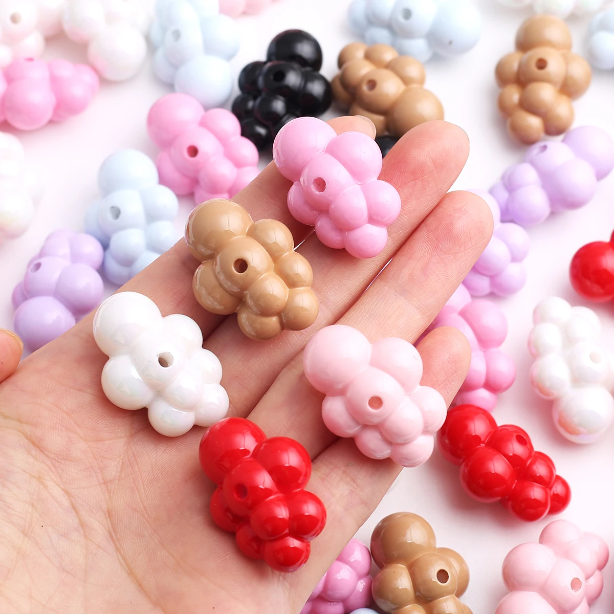 10/20pcs Random Color 33*17mm Cloud Grape Cluster Acrylic Loose Beads DIY Cream Cute Handmade Bracelet Jewelry Supplies