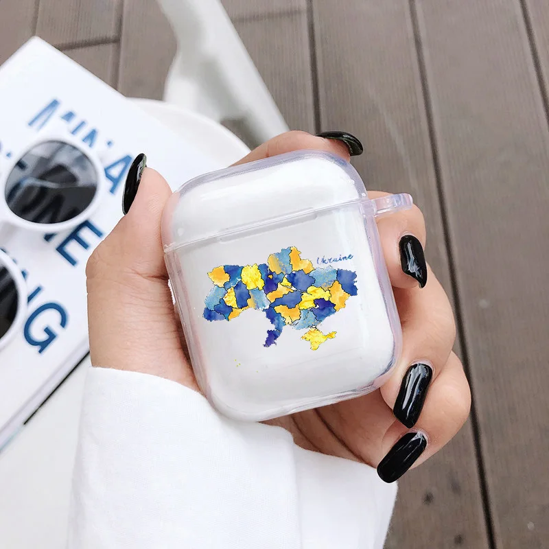 Silicone Case para Airpods Pro, Ucrânia Bandeira Emblema, Casos De Auscultadores, Tampa Clara, Acessórios De Fone De Ouvido TPU, Airpod 1 2 3