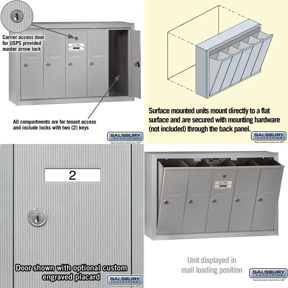 

Aluminum Mailbox Holder, 5-Door Design