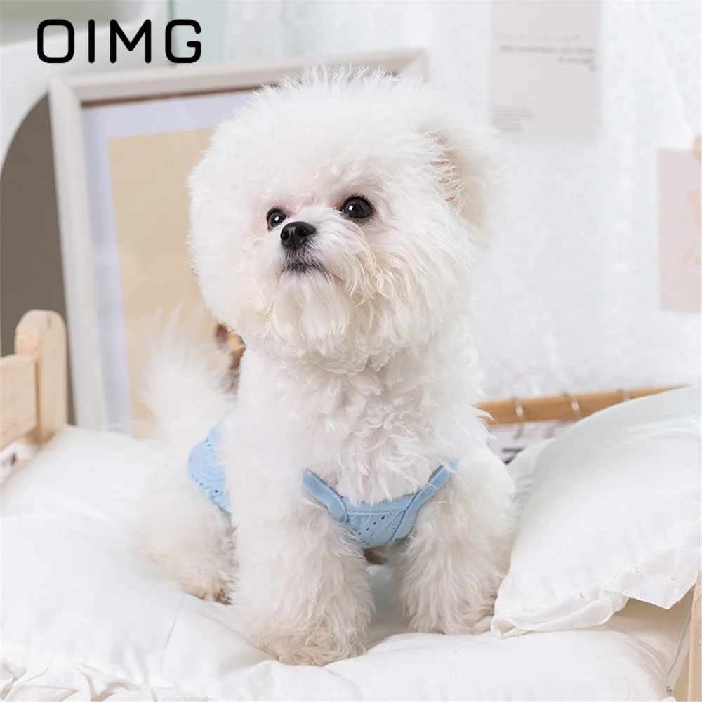 OIMG Hollow Jacquard Cat Dog Tank Top Spring Summer Small Dogs Simple Schnauzer Bichon Sling Slim Breathable Mesh Pet Clothing