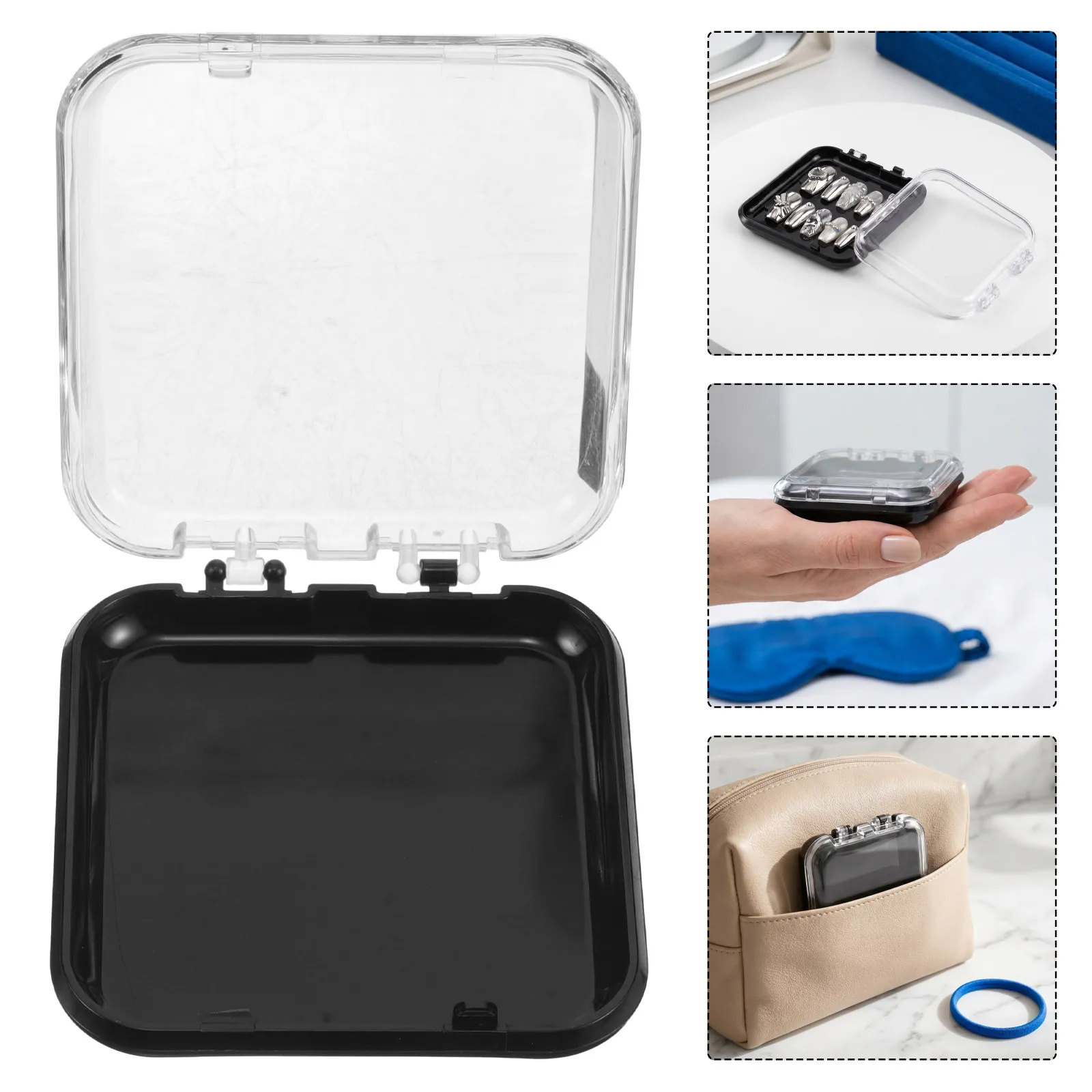 30Pcs Nail Storage Box Clear Acrylic Fake Nail Organizer Case Compact Stackable Transparent Display Container for Salon