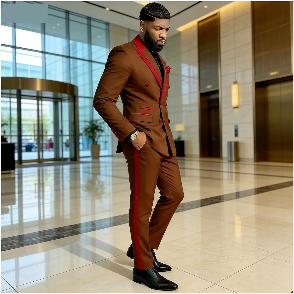 

Men's Double-breasted Tailored Tuxedo White Personalized Peak Lapel Slim Fit Groomsmen Smoking Suit Casual Outfit Set