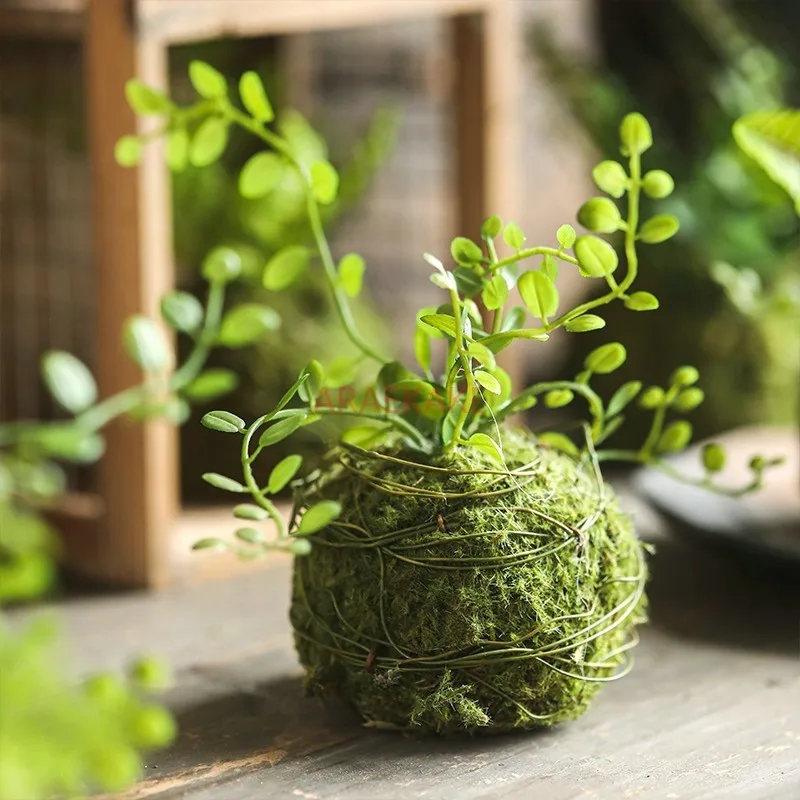 1PCS Fern leaf small grass ball simulation moss landscape decoration ornament simulation green plant decoration ornament