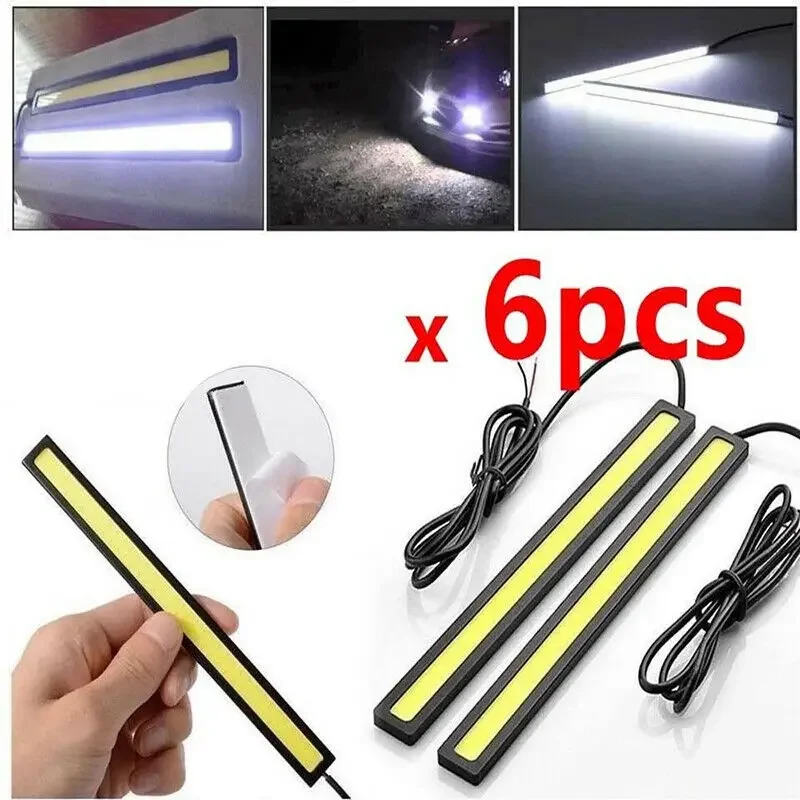 

New 6X 17cm LED COB Daytime Running Light Waterproof DC12V Car Atmosphere Light Source Parking Fog Bar Lamp strip Lights