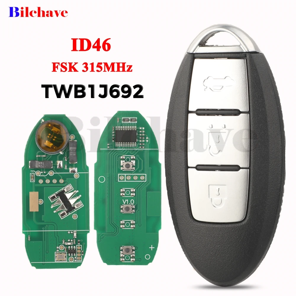 

jingyuqin TWB1J692 315Mhz ID46 Smart Remote Car Key For Nissan Fuga 2009-2015 Cima Latio Sylphy 2012- Infiniti M HYBR 2010-2015