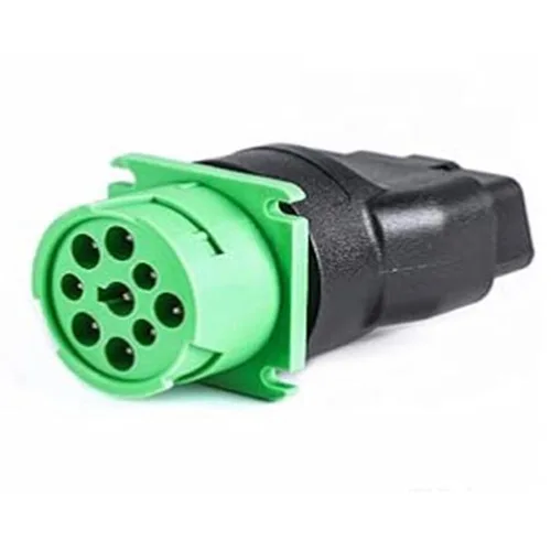 Imagen 2 del producto Adaptador de enchufe de conector j1962 verde de 9 pines J1939 macho/hembra a OBD2 hembra/macho J1939 - J1962 adaptador de 9 pines-16 pines