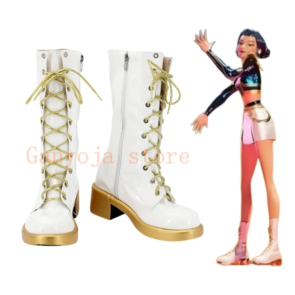 KPop Demon Hunters Zoey Cosplay Kostuum Schoenen Witte Handgemaakte Kunstleer Laarzen Anime Carnaval Party Halloween Jongens Meisjes Laarzen