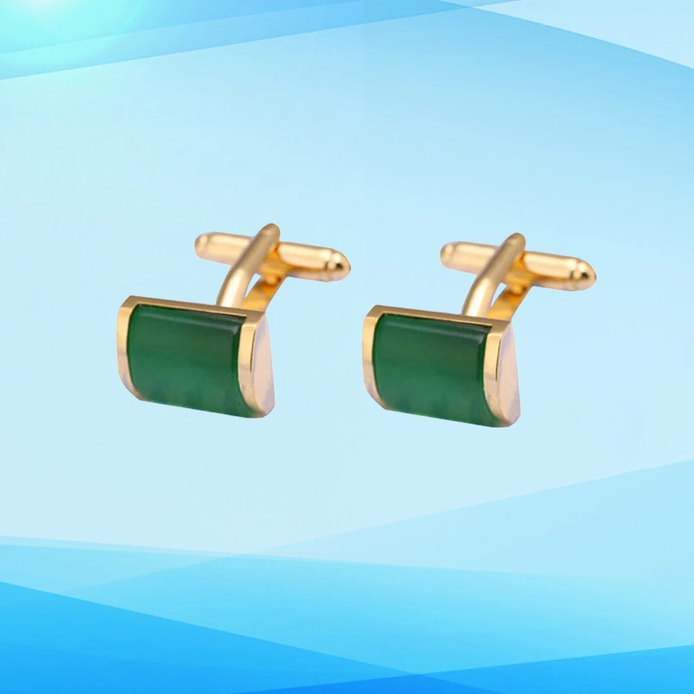 

2pcs Cuff Buttons Eye Stone Cufflinks Green Opal Sleeve Cufflinks Shirt Buttons Durable Elegant Gifts Accessories