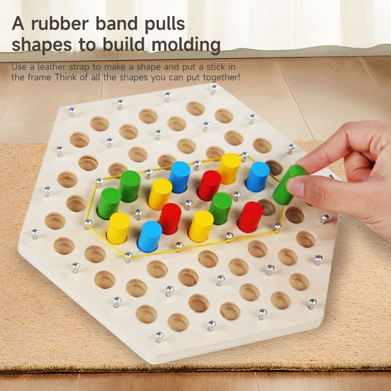 

Multi-Color Elastic Band Chessboard Game Interactive Desktop Game Early Education Parent-child Interaction Practice Thinking Toy