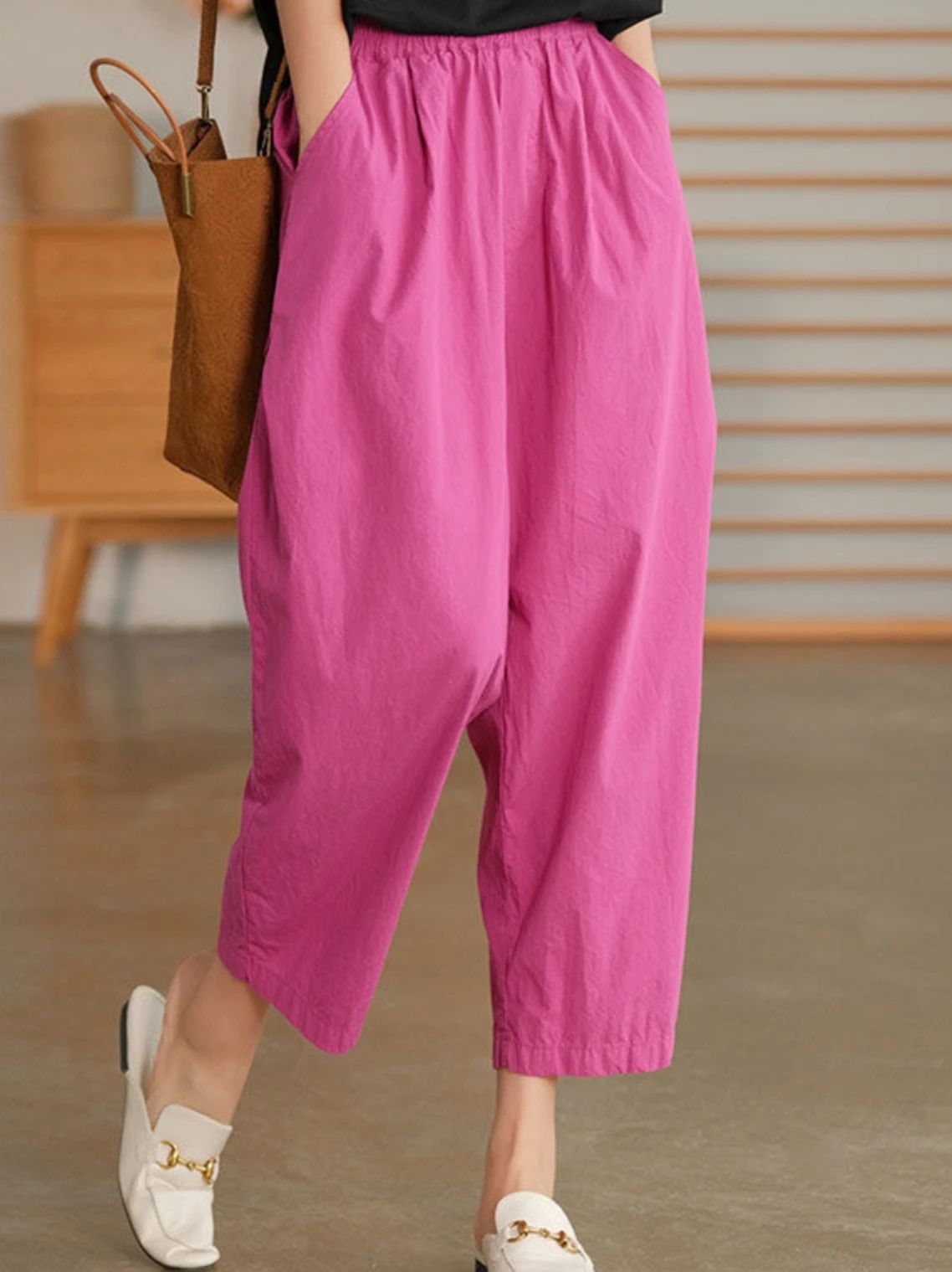 Japanse Sle Casual Broek Vrouwen Zomer Veelzijdige Losse Negen Punten Harlan Broek Wortel Broek Comfortabel Ademend Dun