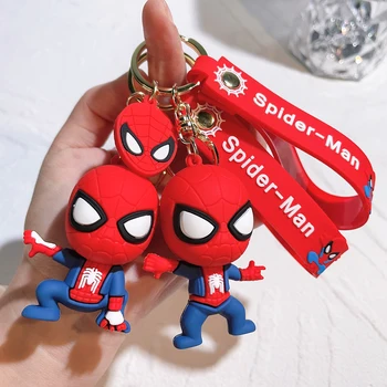 Llaveros de superhéroes de Spiderman, llaveros de dibujos animados, muñeco de Spiderman, colgante de figura de Anime de Los Vengadores, llaveros de coche