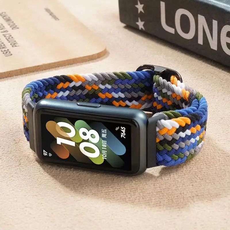 Tali jam tangan nilon yang dapat disesuaikan untuk Huawei Band 7 gelang Aksesori pengganti yang dapat bernapas elastis untuk gelang Huawei Band7