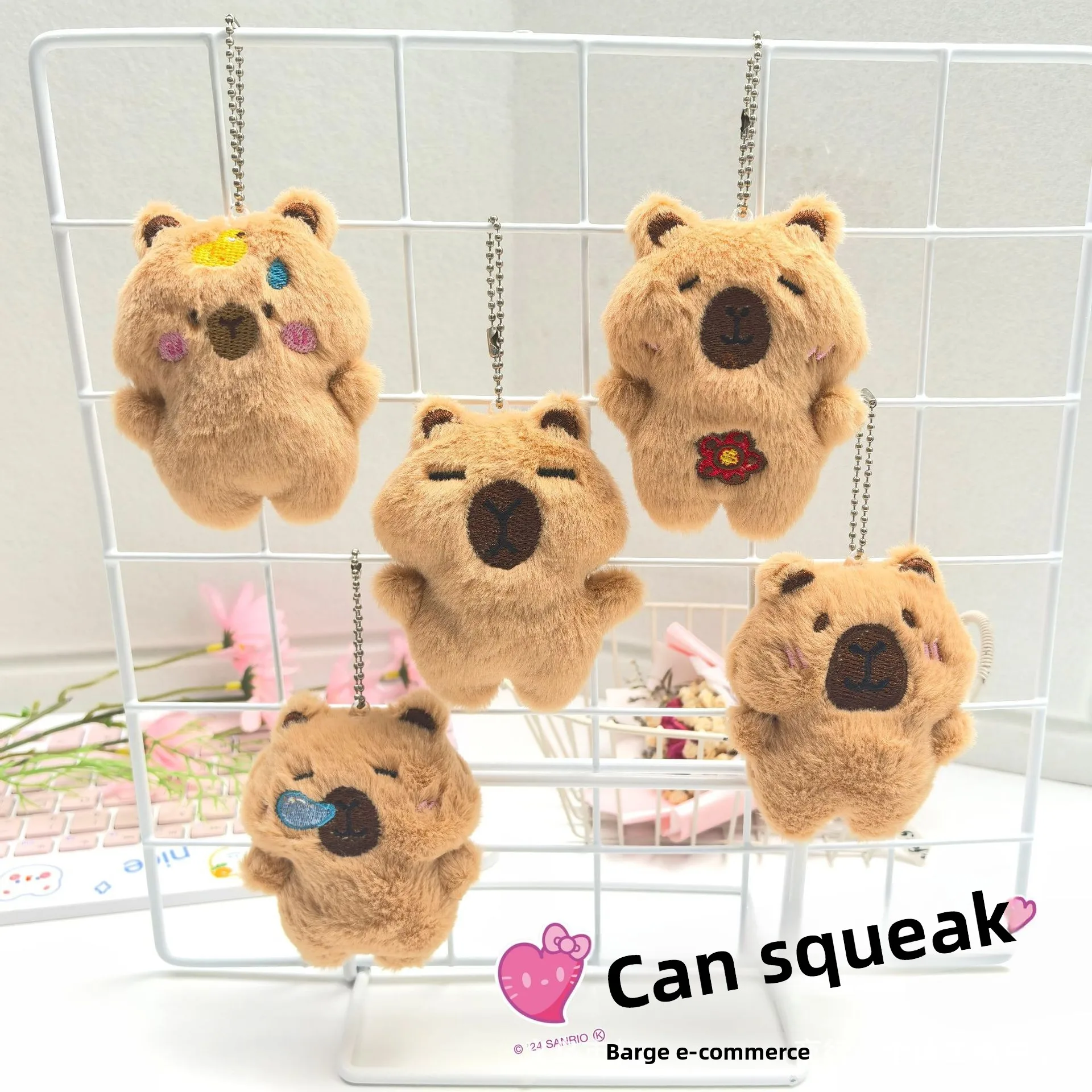 

Cute Plush Capybara Sound Making Pendant DIY Capi Accessory Clothing Headwear Bag Material Embroidery