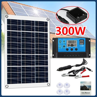 300W DC 12V Solar Panel Kit with 100A Controller USB Solar Power Charger Battery for Power Bank Camping Car Boat RV Solar Plate