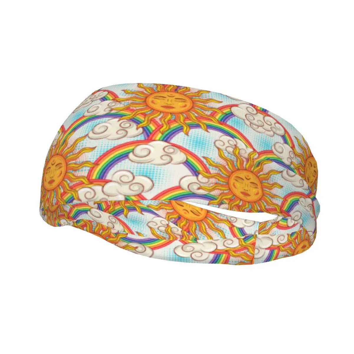 

Спортивная повязка на голову, портативная повязка для волос с облаками, хиппи, солнце, радуга, повязка для волос, повязка для езды на велосипеде, бега, тренировочная повязка