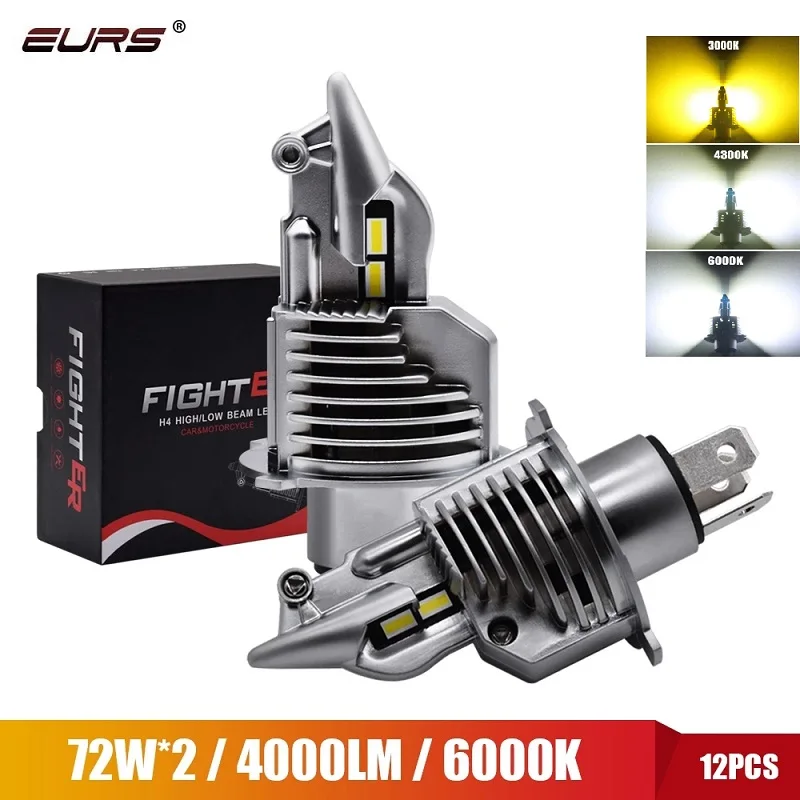EURS Car H4 9003 HB2 LED lampadine per fari Auto 12V 24V 80W 16000LM lampade per Auto LED H4 per Auto faro anabbagliante 3000K 6000K