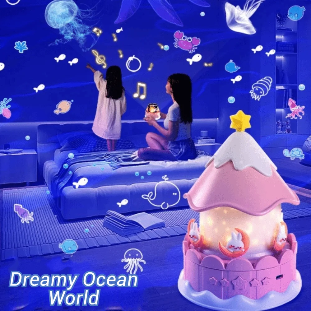 Rotating Star Projection Night Light Gentle Melodies Star Patterns Musical Projector Toy Easy-To-Operate Soft Lighting