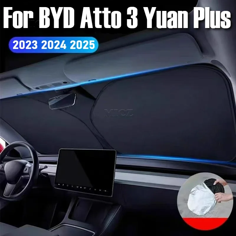 

Для BYD Atto 3 Yuan Plus 2023 2024 2025 LHD RHD автомобильные аксессуары солнцезащитный козырек на лобовое стекло защита от ультрафиолета автозапчасти