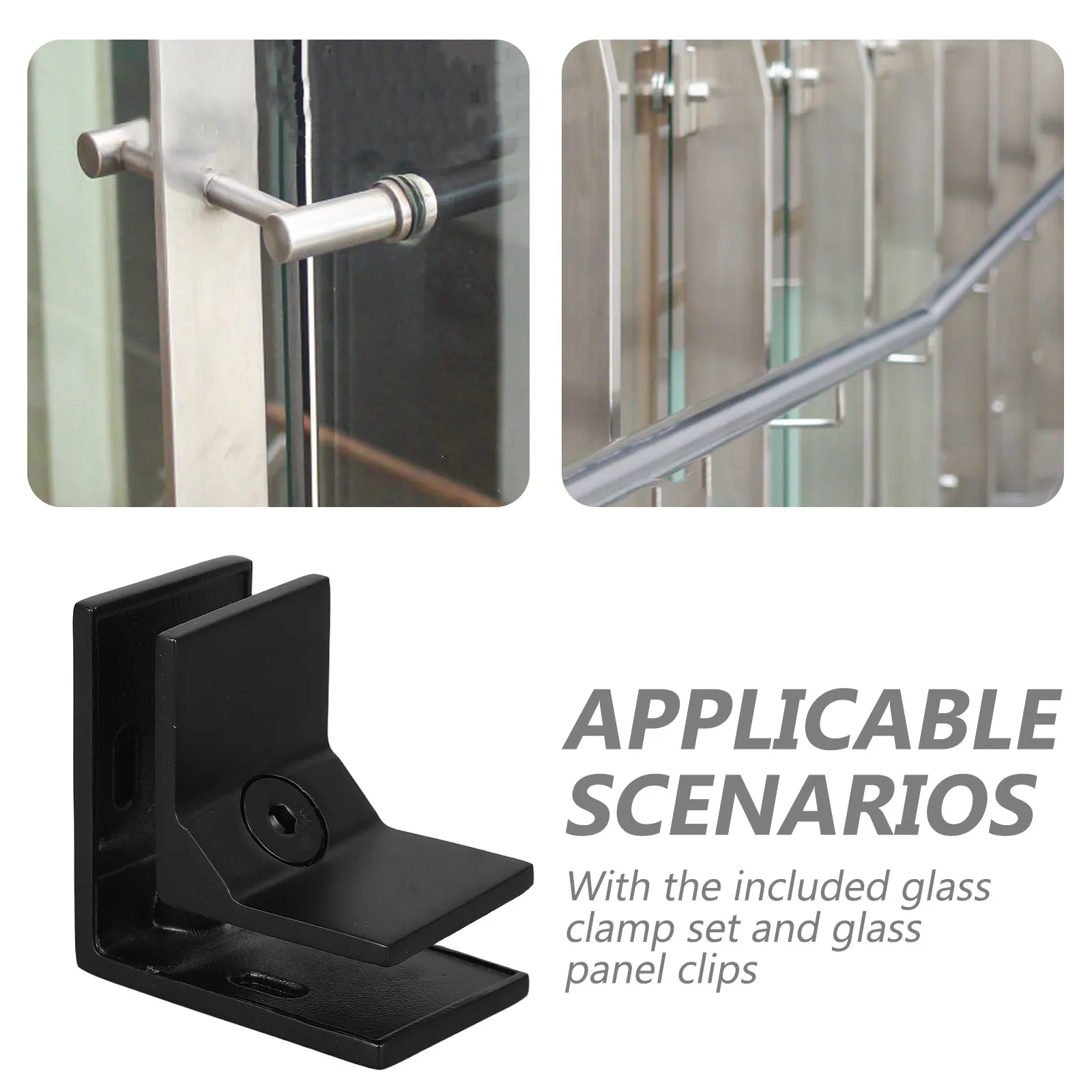 Railing Glass To Glass Clamp Fits 12mm, Stainless Steel 90 Degree Thickened Clamp No Drilling For Balustrade Railing Pool Fence