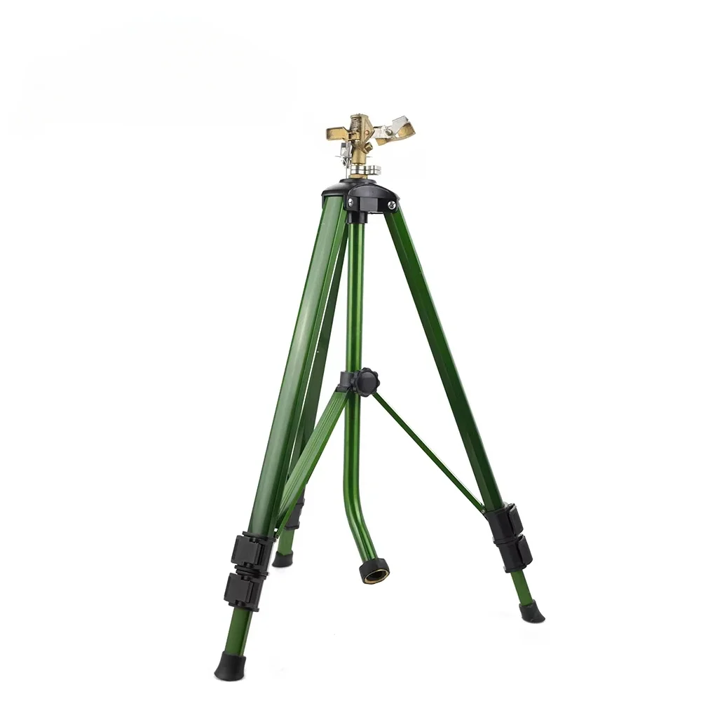 Brass Impact Impulse Sprinkler on Garden Telescopic Aluminum Tripod Sprinkler