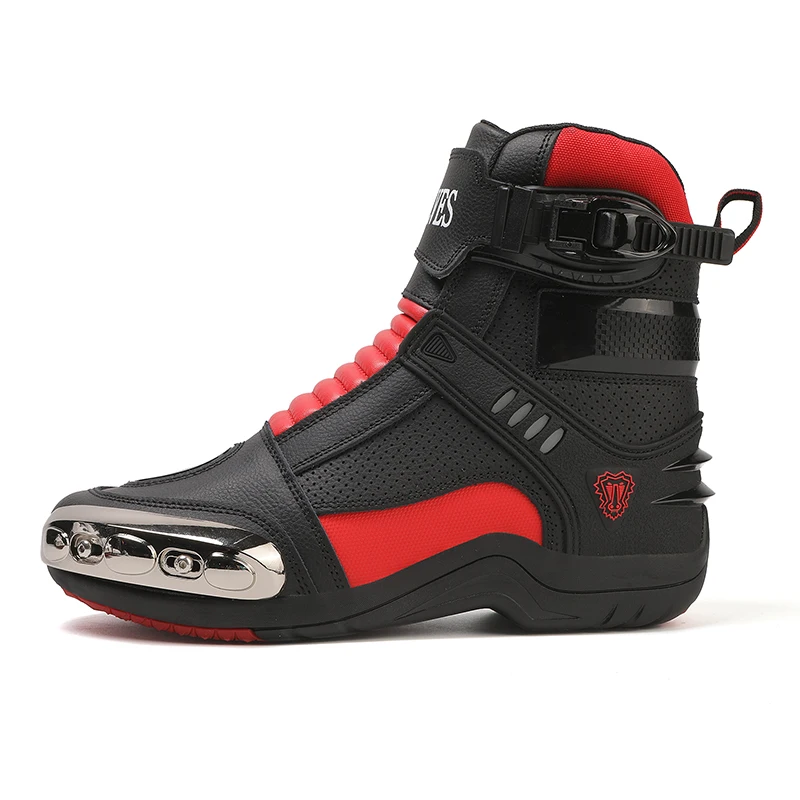

Motorcycle protective riding boots men's four season racing boots off-road high top breathable anti slip cycling boots equipment