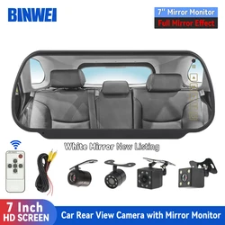 BINWEI 7 Inch Rearview Mirror Monitor with Rear View Camera, HD Backup Display, Night Vision, Universal Parking Assistance