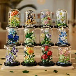 Micro particle building block bouquet handmade gift, children's puzzle toy handmade DIY sunflower desktop decoration ornament