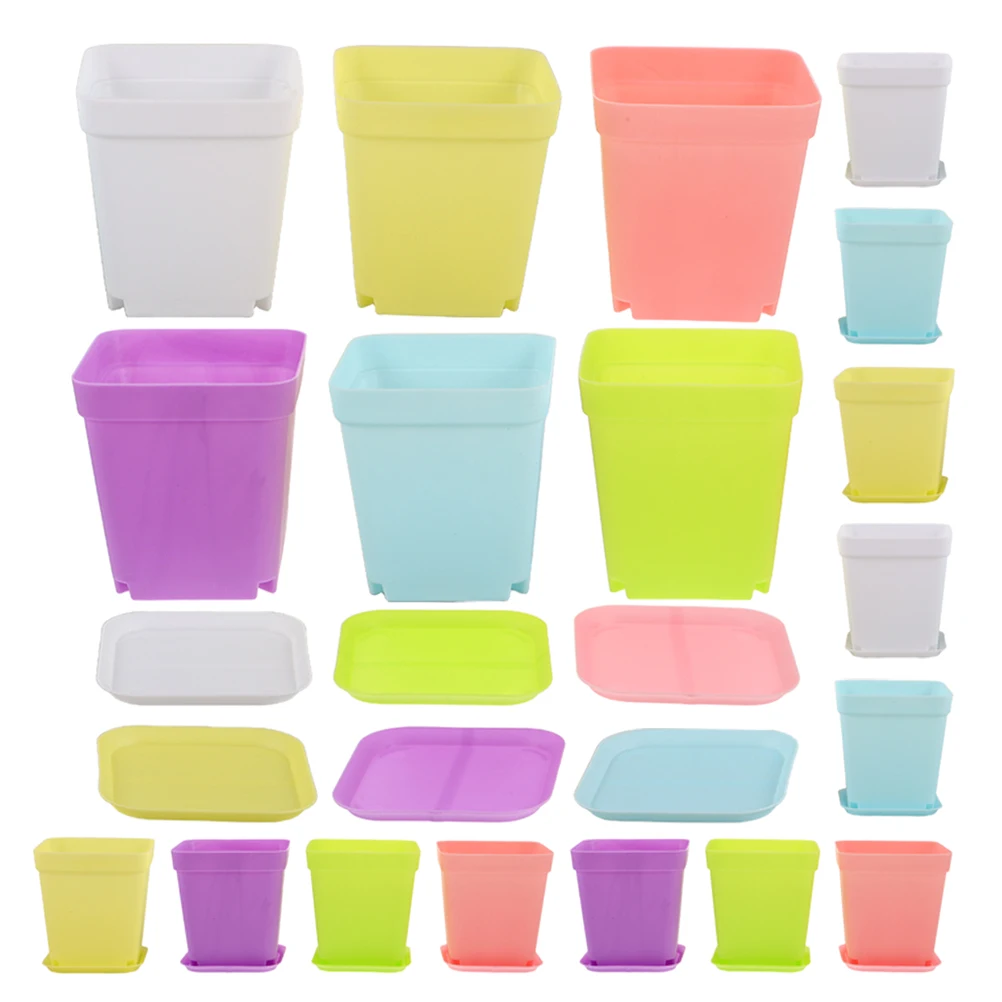 

18Pcs Plastic Seedling Pots with Drainage Holes Colorful Rectangular Nursery Planters for Flowers Succulents Indoor Outdoor