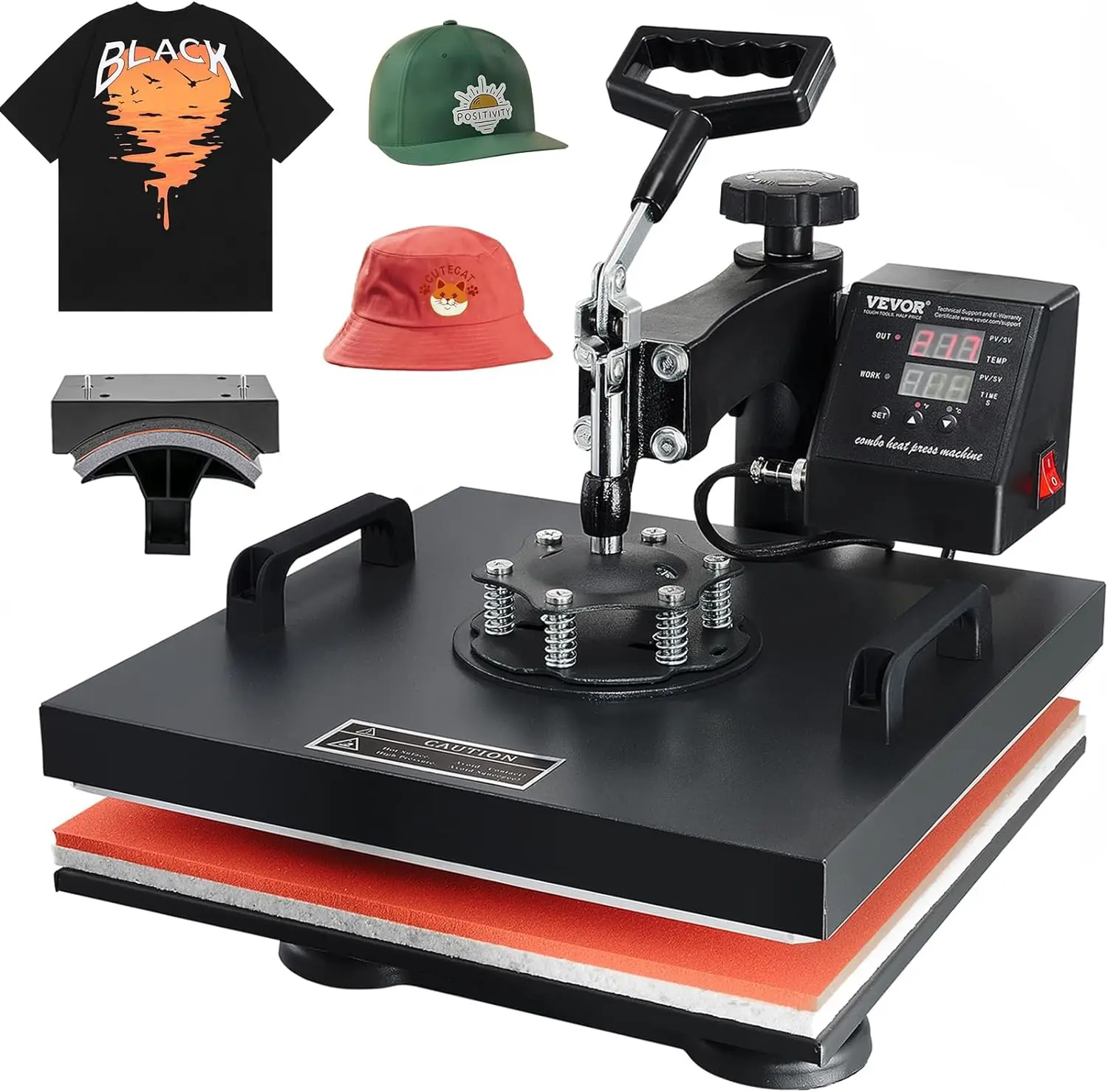 

2 in 1 Heat Press Machine 15x15 inch with Hat Press 6x3 Inch 360-Degree Swing Away Digital T Shirt Pressing Machine