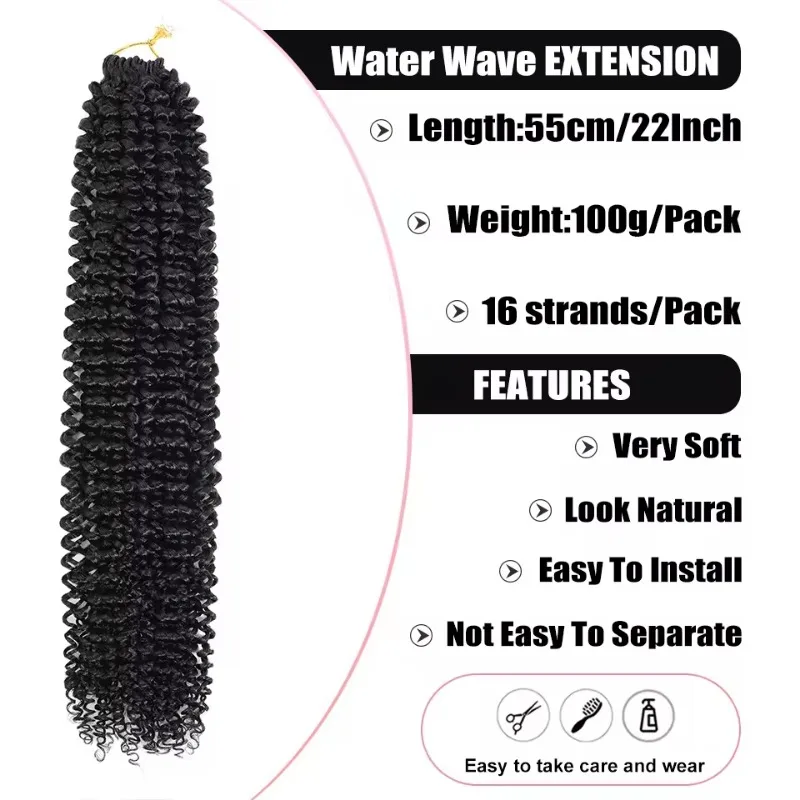 Wholesale Pre-looped Water Wave Crochet Hair Styles Passion Twist Ombre Black Braiding Hair Pre Stretched Natural Hair Extension