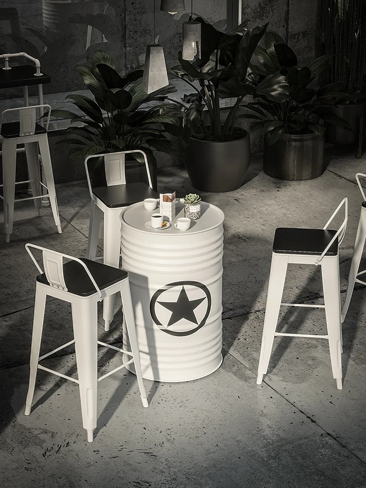 

Milk Tea Barbecue Shop ktv Sofa Qingba American Style Oil Bucket Creative Retro Card Seat