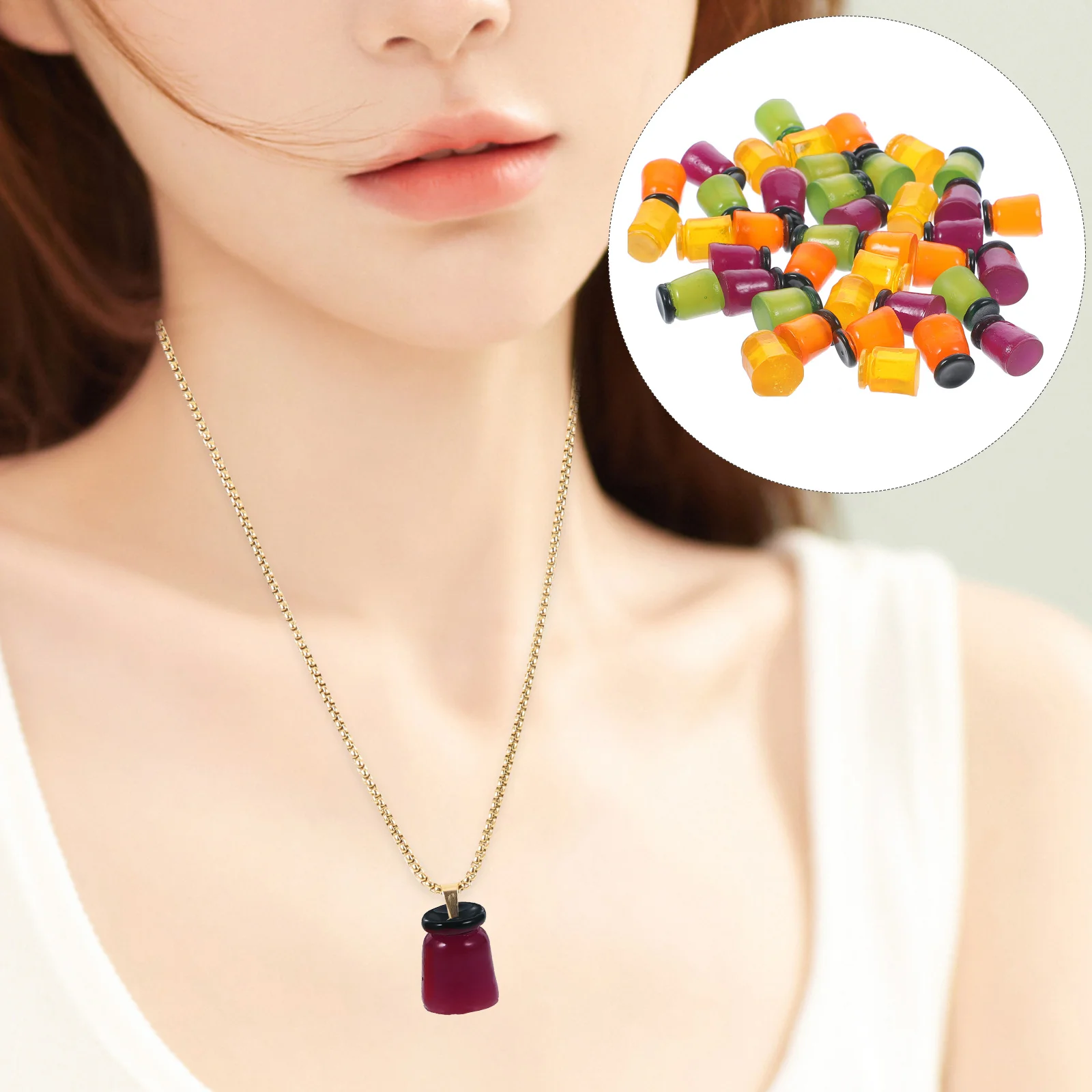 

40pcs Resin Metal H made Parts Necklace Bracelet Earrings Accessories Simulated Supplies Lightweight