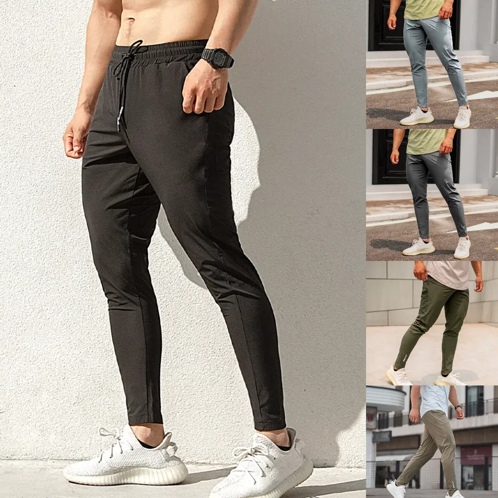 Sports Trousers Lightweight Elastic Spring And Summer Solid Color Slim-Fit Leg Pants Casual Fitness Pants Sports Pants