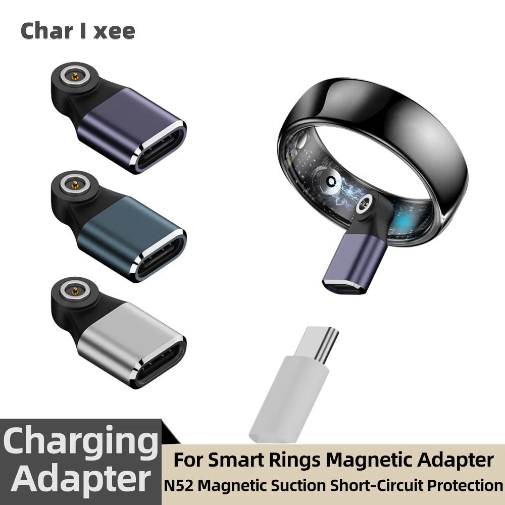 Magnetic Type-C Smart Ring Charging Adapter for Smart Rings-Magnetic Contact Point Charging,Flat Round Connector