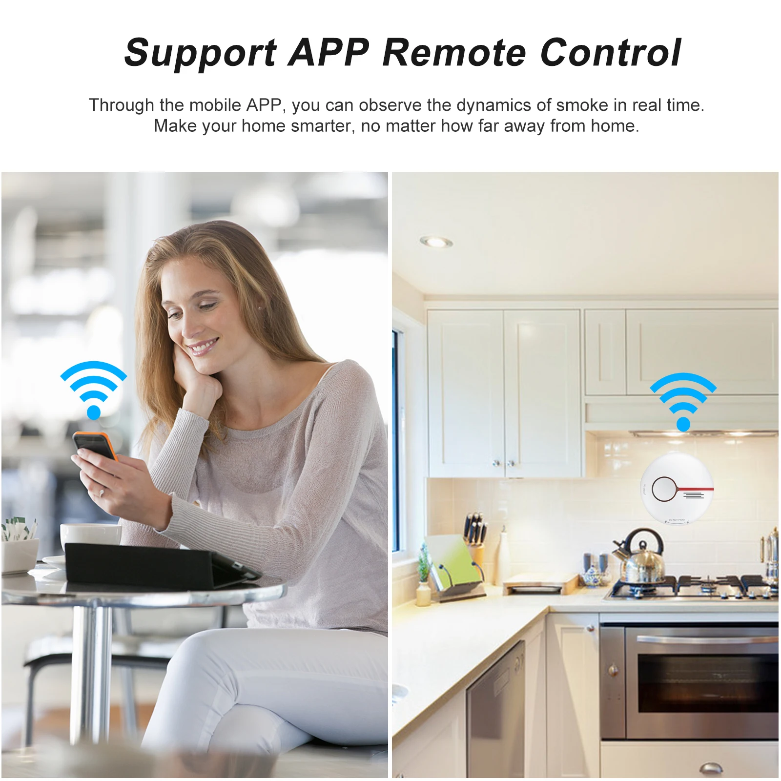 Wifi Smoke Detector Smart Fire Alarm Sensor Wireless Security System Smart Life Tuya APP Control Smart Home For Home Kitchen