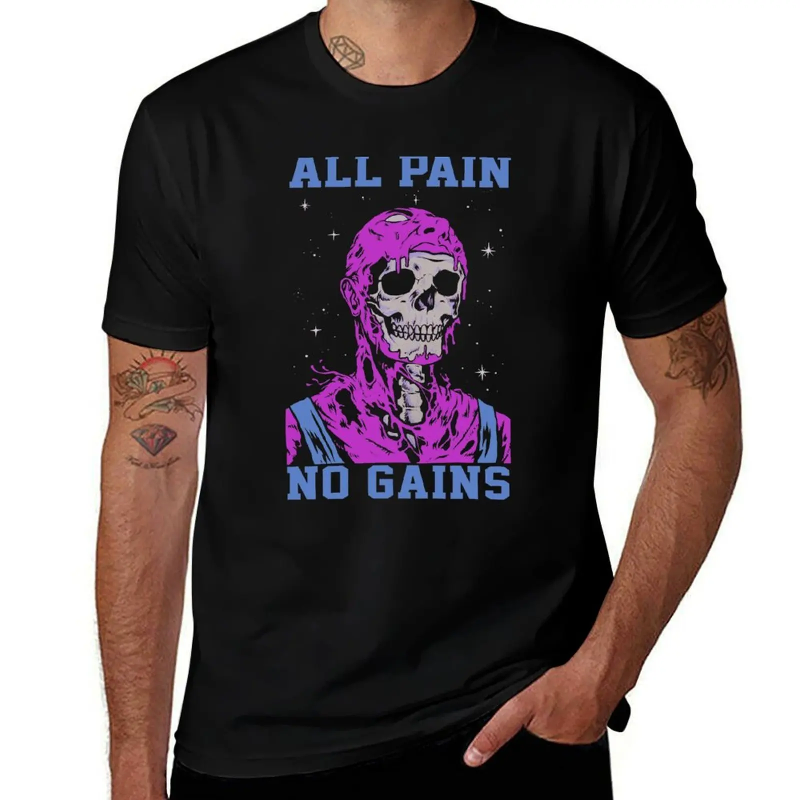 

Skeleton All Pain No Gains T-Shirt man t shirt cotton high quality t shirt personalised T-Shirt