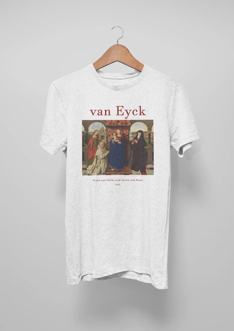 Virgin And Child with Saints And Donor Jan Van Eyck T shirtPremium QualityBaroqueStrozziCaravaggioCarracciReni