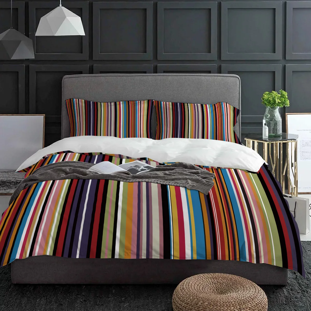 

Rainbow Geometric Stripes Duvet Cover With Pillow Case Custom Comforter 3pcs Bedding Set Quilt Cover Double Bed Home Textile