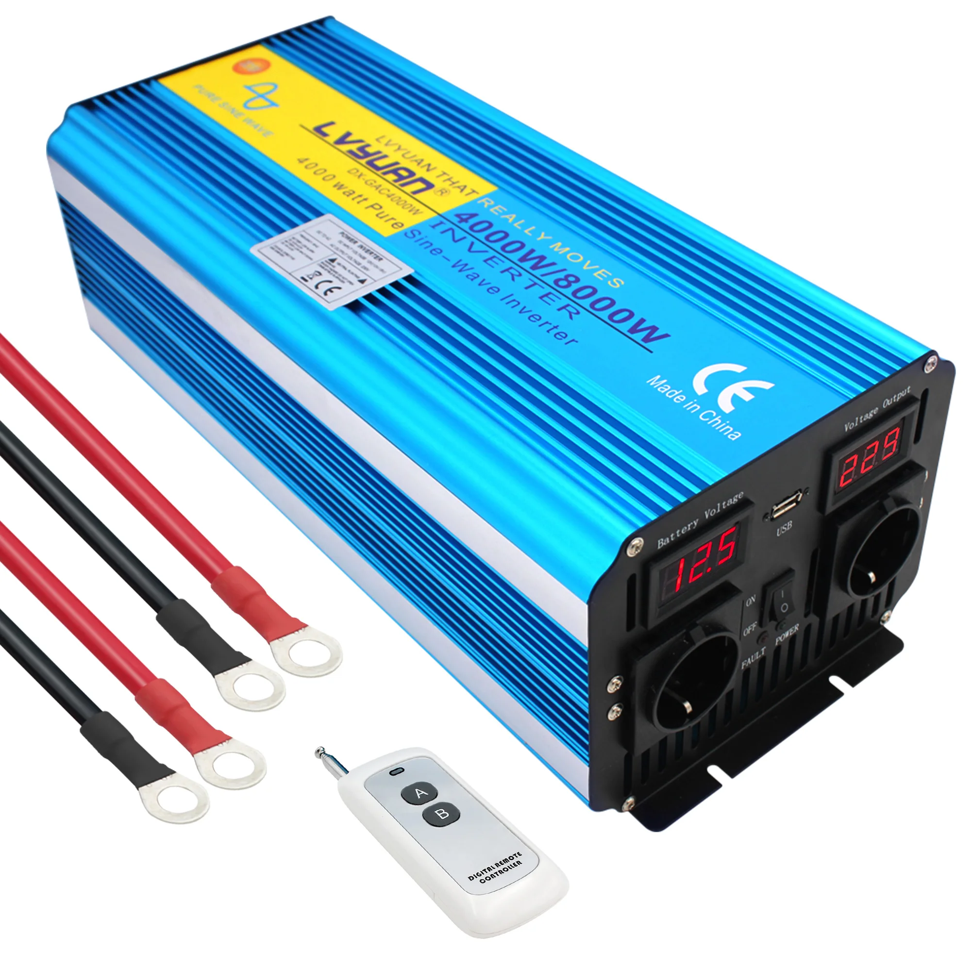 DC12V/24V do 220 AC 110V 127V falownik czysta fala sinusoidalna 4000W/8000W LED transformator napięcia EU US uniwersalny inwersor z gniazdem