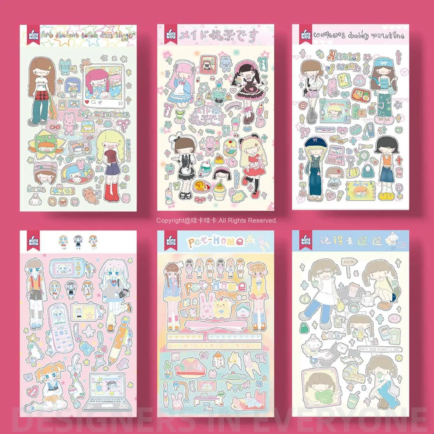 Character Stickers Graffiti Girl Handbook Material Guka Cute Diy Decoration