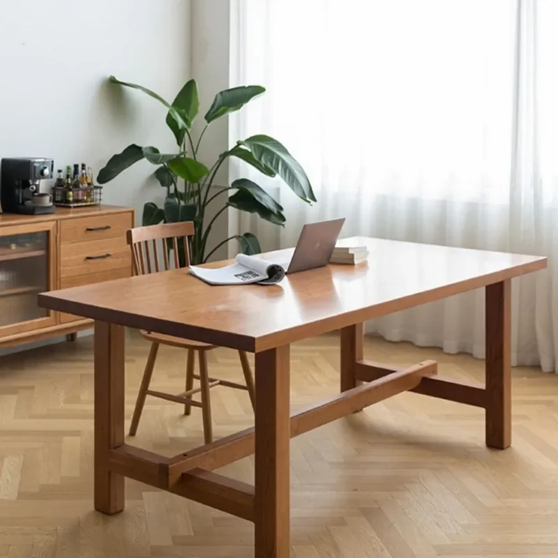North American Solid Wood Black Walnut Cherry Large Dining Table Workbench Desk Computer Table Simple Style