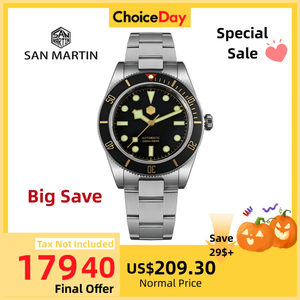 San martin 40mm nh35 relógio de mergulho automático masculino 20atm à prova dwaterproof água bb58 safira relógio de pulso BGW-X1 c3 luminoso reloj sn0008c/d
